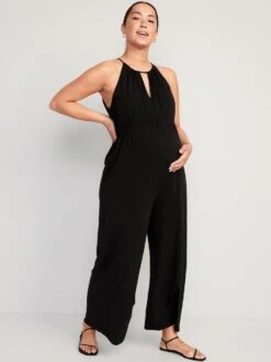 Old Navy Maternity Cropped Halter Wide-Leg Jumpsuit