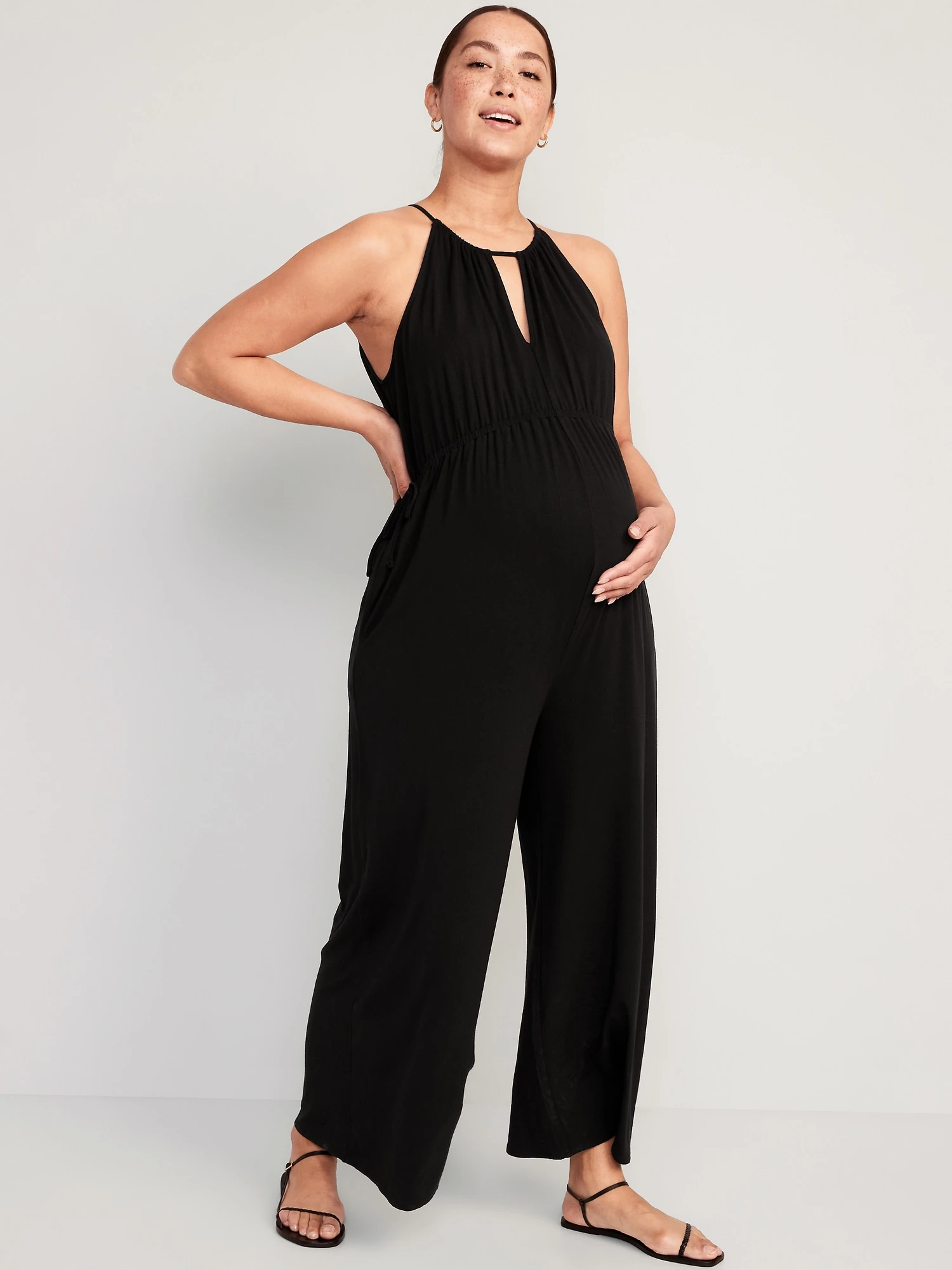 Old Navy Maternity Cropped Halter Wide-Leg Jumpsuit 3 Old Navy Maternity Cropped Halter Wide-Leg Jumpsuit