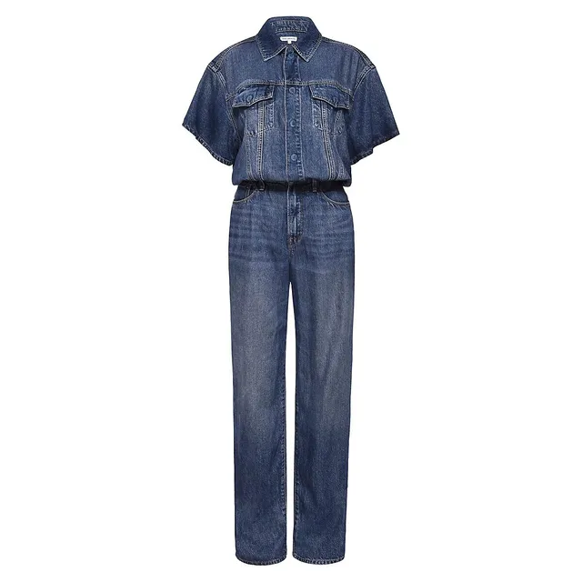 GOOD AMERICAN Weightless Short-Sleeve Denim Jumpsuit 3 GOOD AMERICAN Weightless Short-Sleeve Denim Jumpsuit