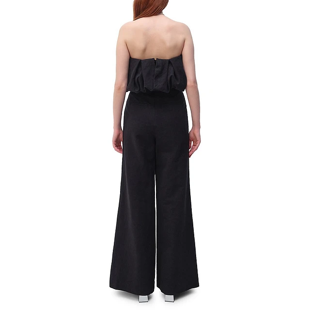 Puff-Detail Linen-Blend Flared-Leg Jumpsuit 4 Puff-Detail Linen-Blend Flared-Leg Jumpsuit - Image 2