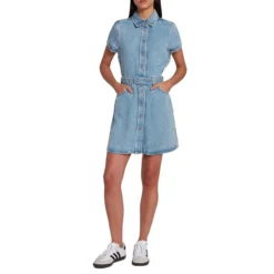 7 For All Mankind Denim Lustre Belted Mini Dress