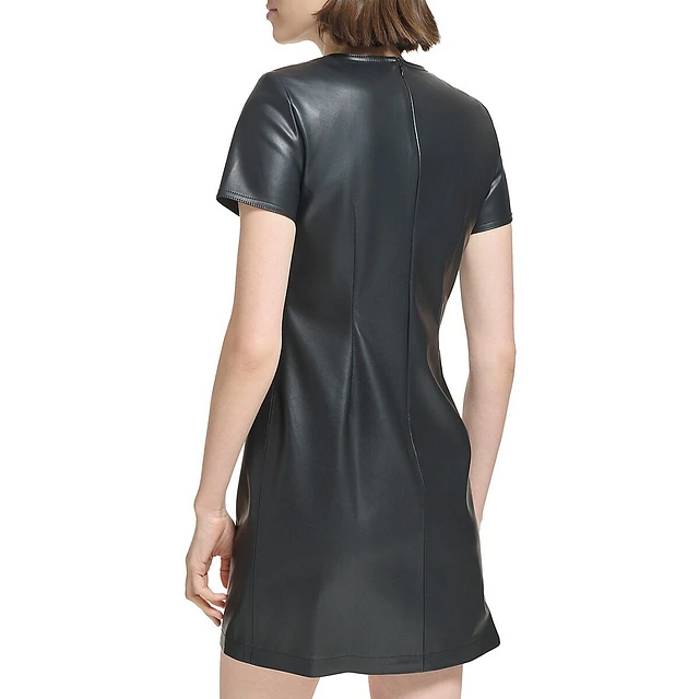 Calvin Klein Asymmetrical-Zip Faux Leather Mini Dress 4 Calvin Klein Asymmetrical-Zip Faux Leather Mini Dress - Image 2
