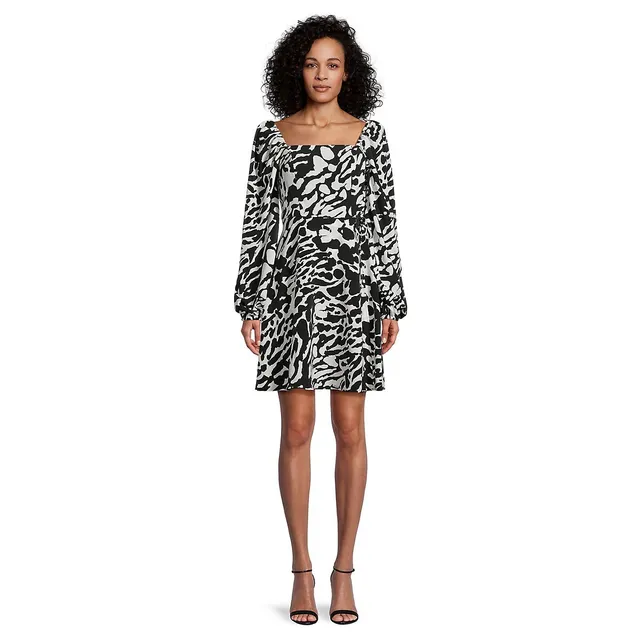 Shirred-Back Abstract-Print Dress 3 Shirred-Back Abstract-Print Dress