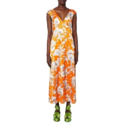Erdem Garnelle Floral Sleeveless Satin Maxi Dress