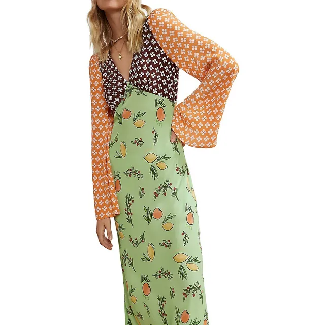 Libby Mixed-Print Flared-Sleeve Maxi Dress 5 Libby Mixed-Print Flared-Sleeve Maxi Dress - Image 3