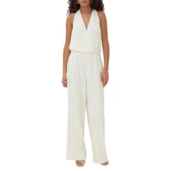 4TH & RECKLESS Jenna Plissé Halter Jumpsuit