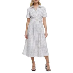 RIVER ISLAND Polka-Dot Belted-Waist Midi Shirtdress