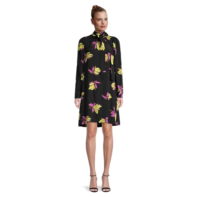ESSENTIEL ANTWERP Curly Floral Tie-Neck Trapeze Dress 2 ESSENTIEL ANTWERP Curly Floral Tie-Neck Trapeze Dress