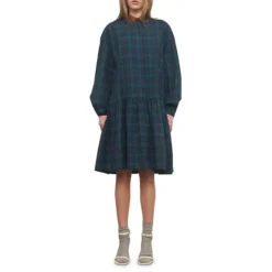 Stella Nova Elna My Multi-Plaid Drop-Hem Shirtdress
