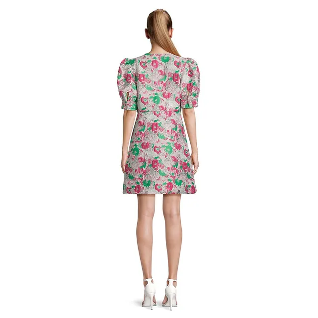 Ganni Floral Metallic Jacquard Dress 4 Ganni Floral Metallic Jacquard Dress - Image 2