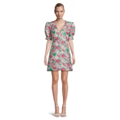 Ganni Floral Metallic Jacquard Dress