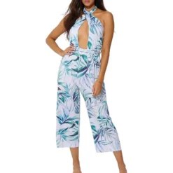 Ocean Retreat Printed Halter Jumpsuit Cover-Up
