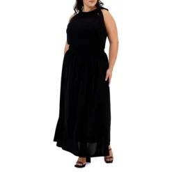 Plus Side-Tie Halterneck Maxi Dress