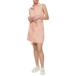 Tencel Sleeveless Belted Shirtdress