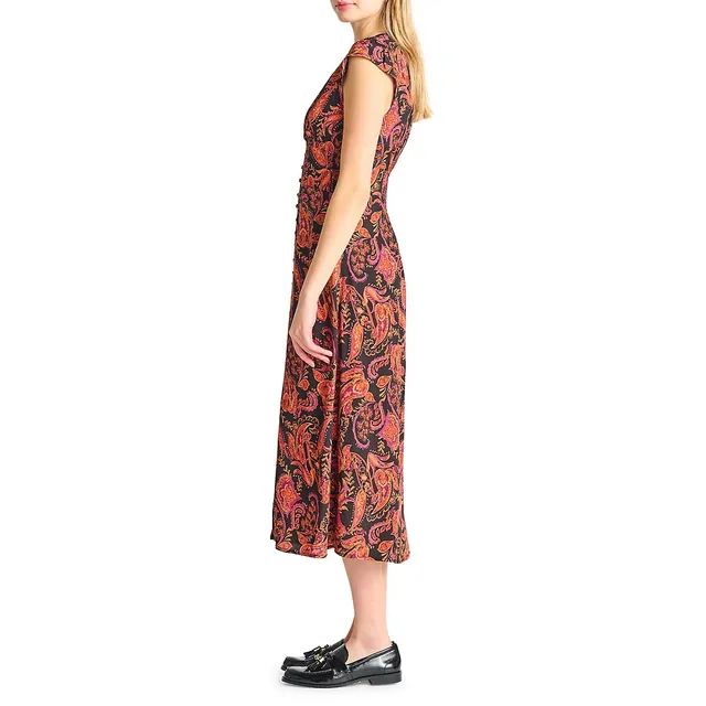 Paisley-Print Smocked-Back Midi Dress 5 Paisley-Print Smocked-Back Midi Dress - Image 3