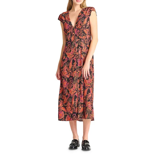Paisley-Print Smocked-Back Midi Dress 3 Paisley-Print Smocked-Back Midi Dress