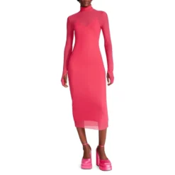 Steve Madden Vivienne Long-Sleeve Mesh Midi Dress