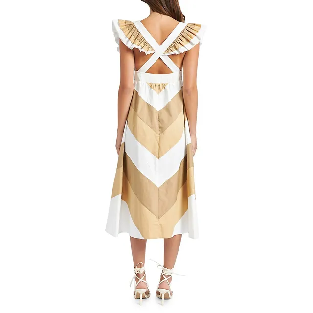 Eze Colourblock Ruffle-Sleeve Midi Dress 4 Eze Colourblock Ruffle-Sleeve Midi Dress - Image 2