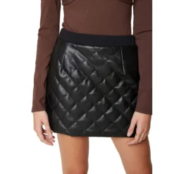 Bring On The Night Faux Leather Quilted Mini Skirt