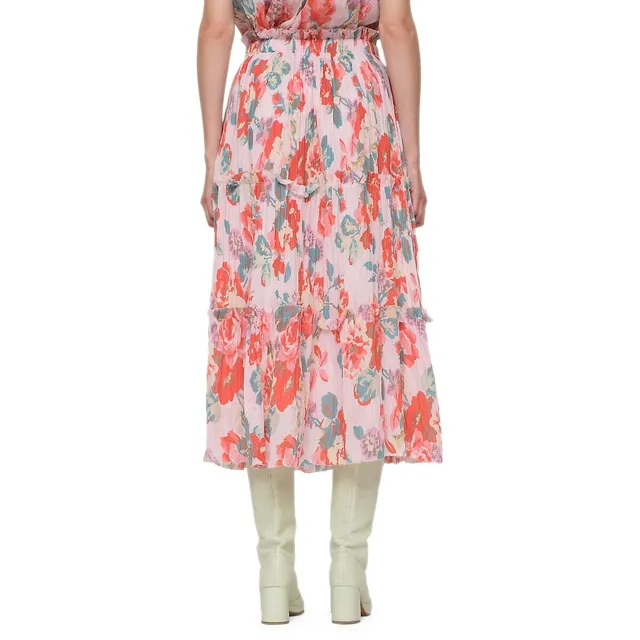 Lanie Floral Frill-Trim Tiered Midi Skirt 4 Lanie Floral Frill-Trim Tiered Midi Skirt - Image 2