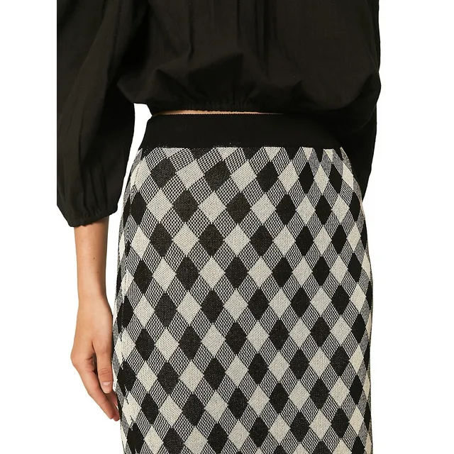 Fauve Plaid Knit Midi Skirt 5 Fauve Plaid Knit Midi Skirt - Image 3