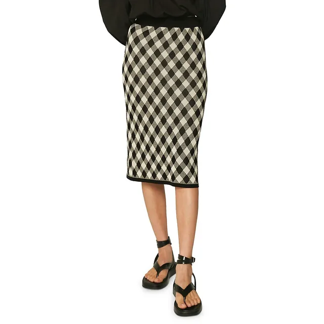 Fauve Plaid Knit Midi Skirt 3 Fauve Plaid Knit Midi Skirt