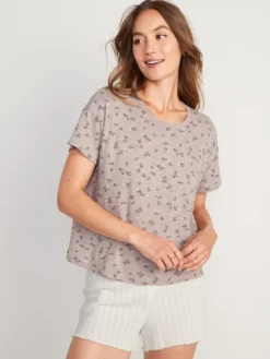 Old Navy Sunday Sleep Floral Slub-Knit Pajama T-Shirt For Women