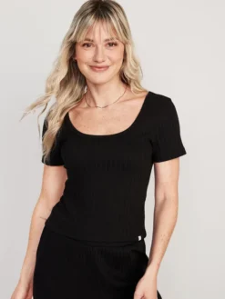 Old Navy Scoop-Neck Rib-Knit Pajama T-Shirt For Women