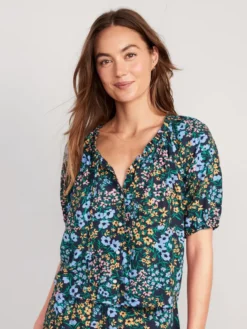 Old Navy Floral Elbow-Sleeve Pajama Swing Top For Women