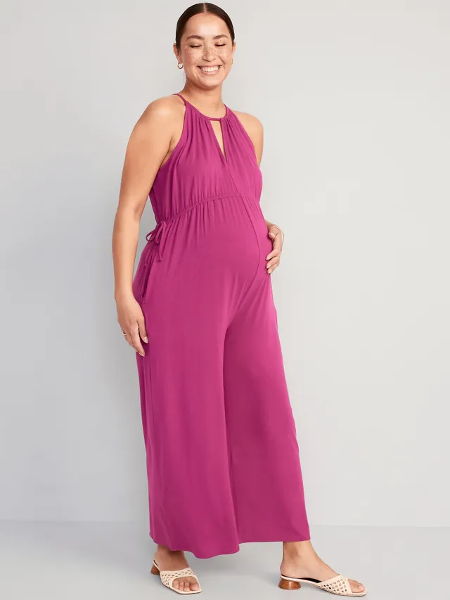 Old Navy Maternity Cropped Halter Wide-Leg Jumpsuit 6 Old Navy Maternity Cropped Halter Wide-Leg Jumpsuit - Image 4
