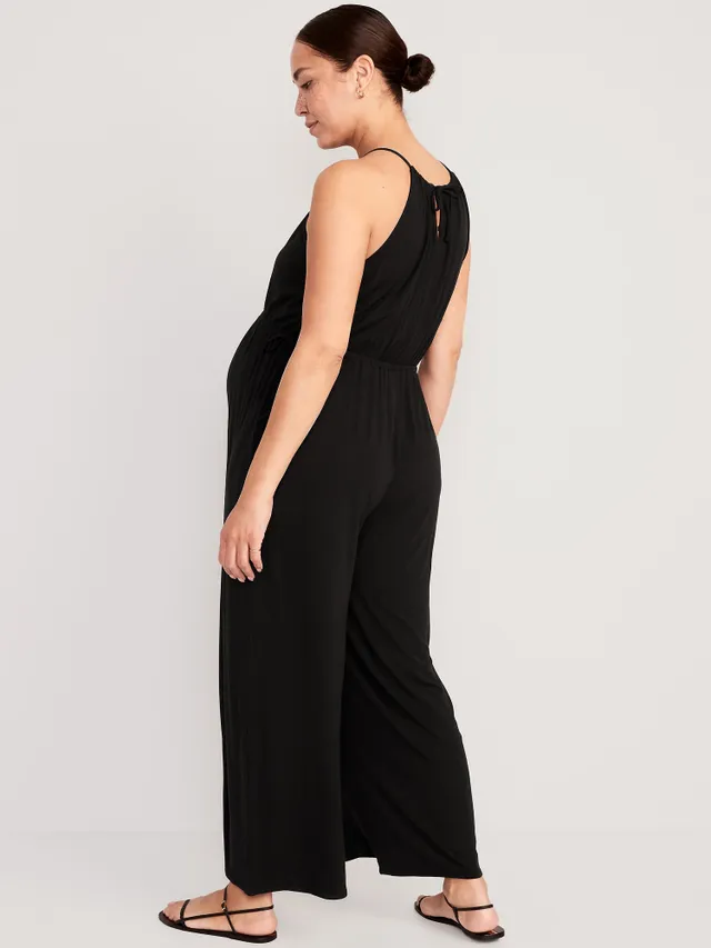 Old Navy Maternity Cropped Halter Wide-Leg Jumpsuit 4 Old Navy Maternity Cropped Halter Wide-Leg Jumpsuit - Image 2
