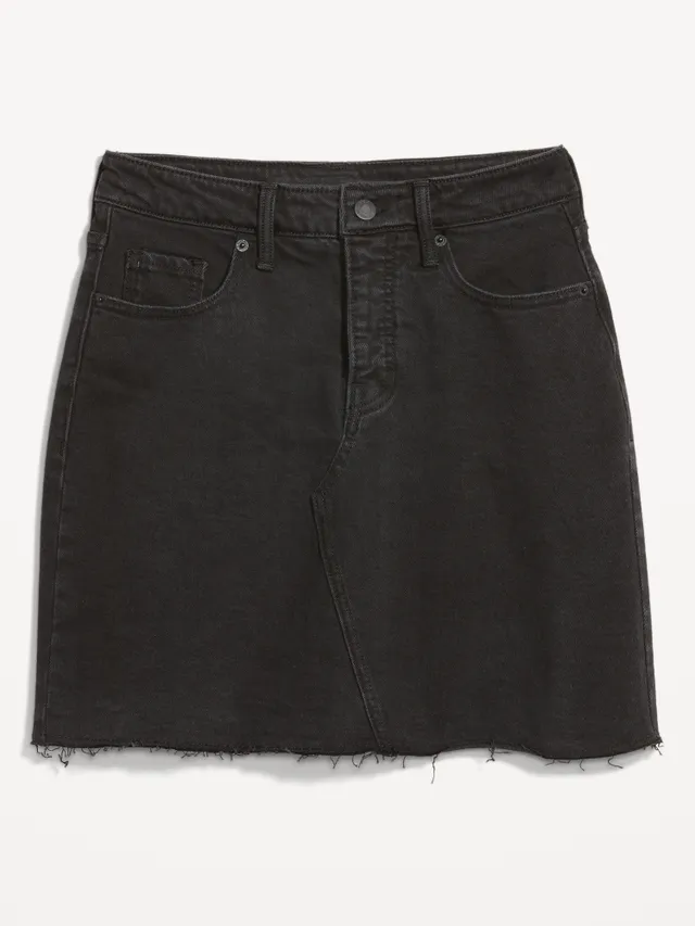 Old Navy High-Waisted OG Straight Button-Fly Black Mini Jean Skirt For Women 6 Old Navy High-Waisted OG Straight Button-Fly Black Mini Jean Skirt For Women - Image 4