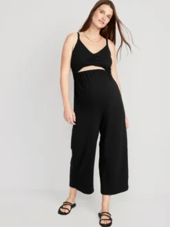 Old Navy Maternity Sleeveless Textured Wide-Leg Jumpsuit