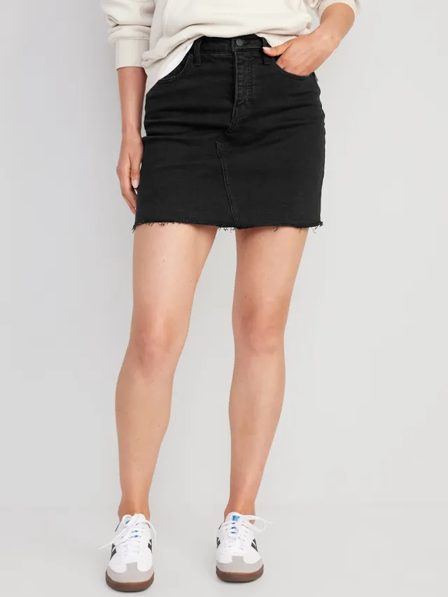 Old Navy High-Waisted OG Straight Button-Fly Black Mini Jean Skirt For Women 3 Old Navy High-Waisted OG Straight Button-Fly Black Mini Jean Skirt For Women