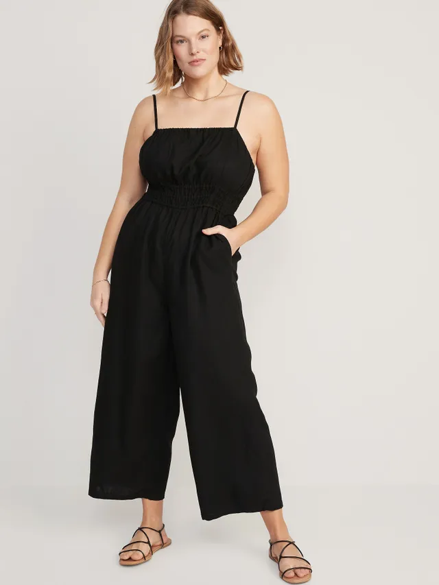 Old Navy Waist-Defined Linen-Blend Cropped Smocked Cami Jumpsuit For Women 7 Old Navy Waist-Defined Linen-Blend Cropped Smocked Cami Jumpsuit For Women - Image 5
