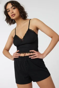 Ardene Ribbed Super Soft PJ Shorts In | Size | Polyester/Spandex