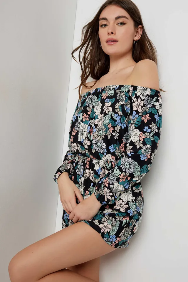 Ardene Basic Off Shoulder Romper | Size | Polyester/Spandex