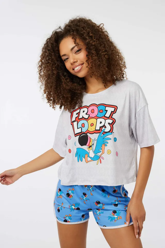 Ardene Fruit Loops PJ Set In Grey | Size Large | Polyester/Cotton 3 Ardene Fruit Loops PJ Set In Grey | Size Large | Polyester/Cotton