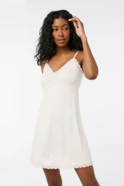 Ardene Super Soft Nightie With Crossover Lace Detail In Lt. Pink | Size | Polyester/Spandex