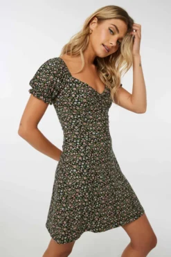 Ardene Twist Bust Milkmaid Dress In | Size | Polyester/Spandex