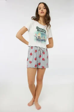 Ardene Sleeping Beauty Pj Set In White | Size | Polyester/Spandex