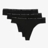 Ardene Pack Of Cotton Thong Panties In Black | Size | Spandex/Cotton