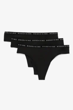 Ardene Pack Of Cotton Thong Panties In Black | Size | Spandex/Cotton