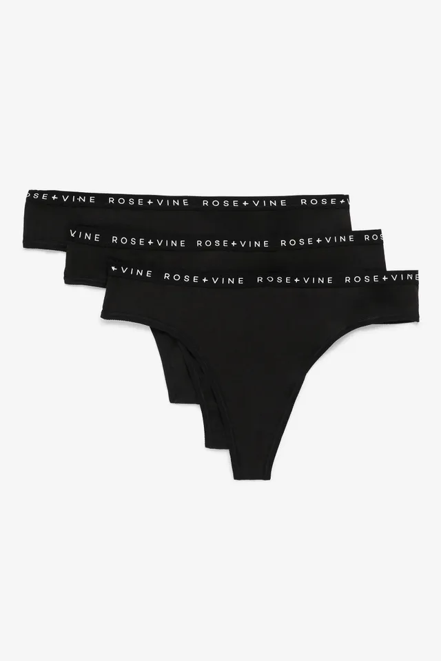 Ardene Pack Of Cotton Thong Panties In Black | Size | Spandex/Cotton 3 Ardene Pack Of Cotton Thong Panties In Black | Size | Spandex/Cotton