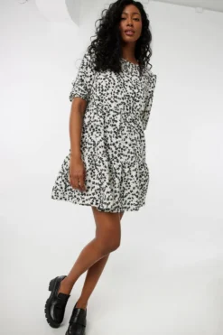 Ardene Puff-Sleeve Tiered Dress | Size | Polyester/Spandex