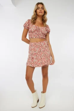 Ardene Floral Wrap Mini Skirt In Orange | Size | Rayon