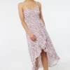 Ardene Tulip Hem Floral Maxi Dress In White | Size | Polyester/Spandex