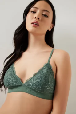 Ardene Lace Bralette In Dk. Green | Size | Polyester/Nylon/Spandex