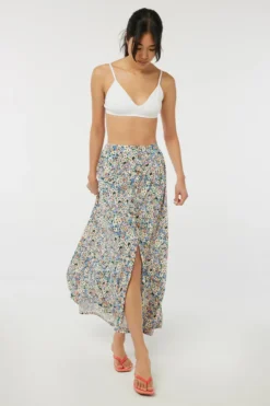 Ardene Half Button Front Flowy Maxi Skirt | Size | Polyester/Spandex